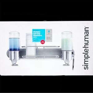 Simplehuman Shampoo Soap Dispenser Basket Stainless Wall Mount Pump NIB